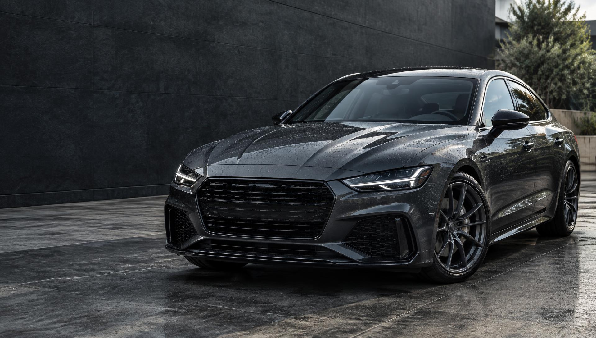 Glossy graphite sedan illustrating a freshly detailed finish
